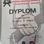 Dyplom ucznnicy klasy mundurowej z zawodów w Taekwon-Do