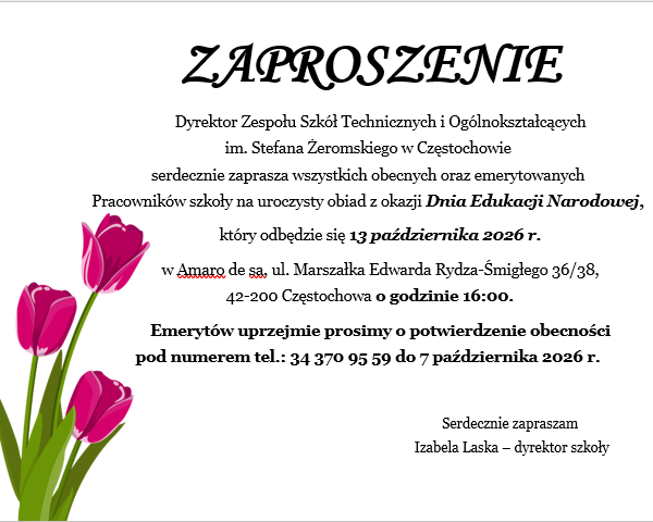 Zaproszenie na dzień nauczyciela 2026